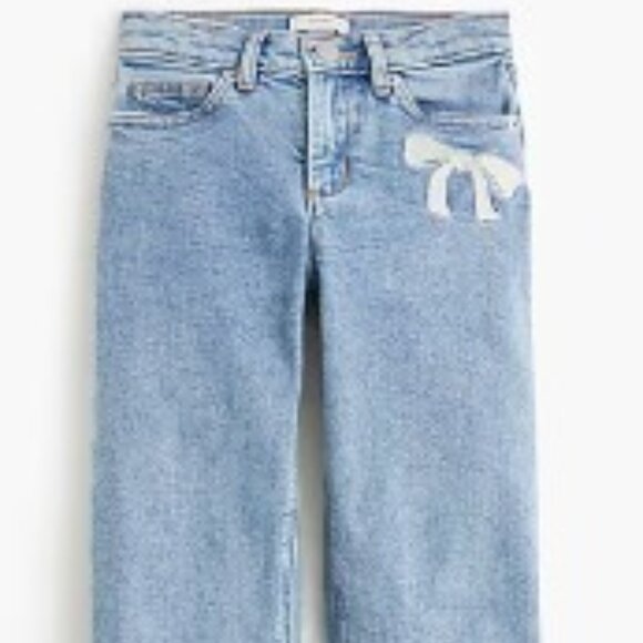 Girls' bow-embroidered vintage straight-leg jean - Size 12 - Picture 1 of 5